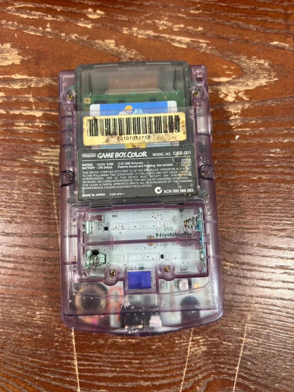Nintendo Game Boy Color Purple With SpongeBob Game & Logic3 Organizer Case Teste